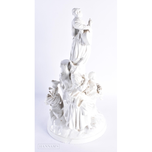 31 - A VERY LARGE 19TH CENTURY ITALIAN NAPLES PORCELAIN BLANC DE CHINE FIGURAL GROUP modelled with four f... 