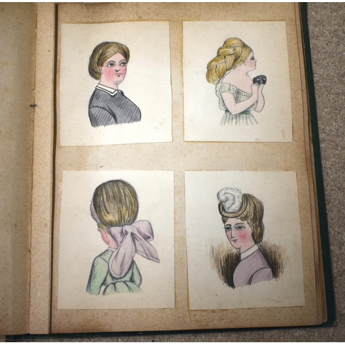 312 - Anne Georgina MILLER, 2 small albums of fine watercolour / gouache caricature art, some as envelope ... 