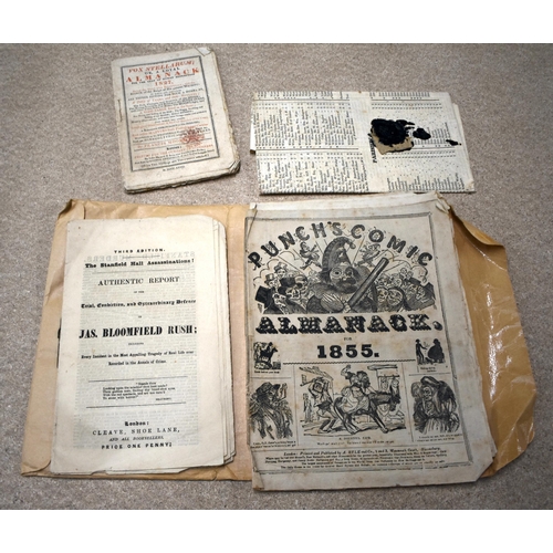 316 - Stanfield Hall Assassinations! Trial of Jas. Bloomfield Rush, pamphlet, London 1848, Moores Almanack... 