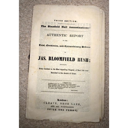 316 - Stanfield Hall Assassinations! Trial of Jas. Bloomfield Rush, pamphlet, London 1848, Moores Almanack... 