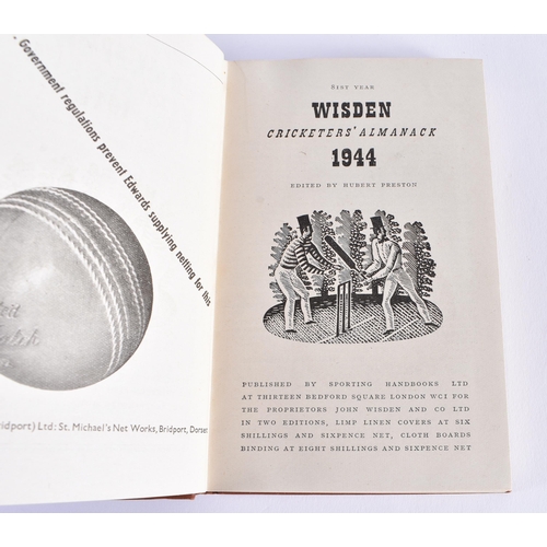 336 - Cricketers Almanack, John Wisden, 1944.