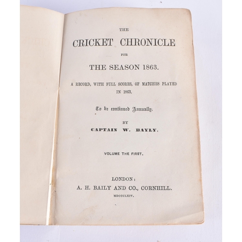 343 - The Cricket Chronicle, 1864, Captain W Bayly, Captain Bayly launched his cricket annual in 1864 with... 