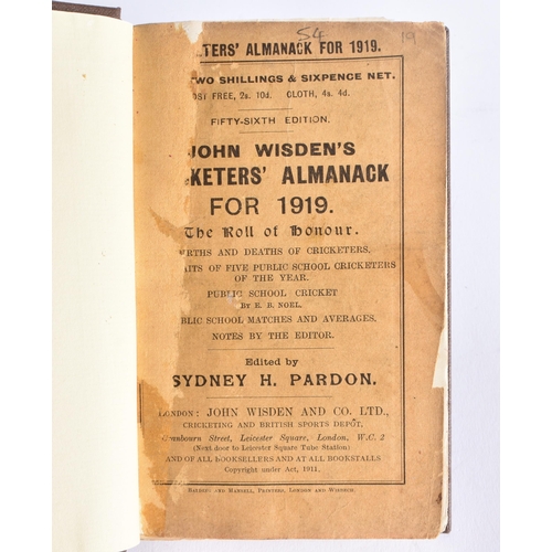 383 - Cricketers Almanack, John Wisden, 1919.