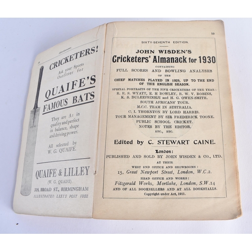 394 - Cricketers Almanack, John Wisden, 1930.