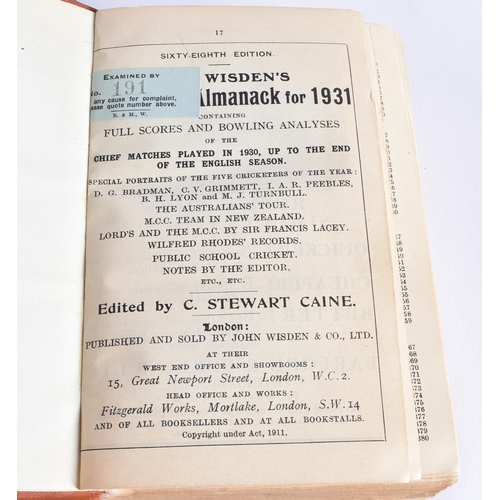 395 - Cricketers Almanack, John Wisden, 1931.