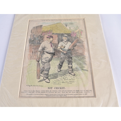 406 - Cricketing interest, spy prints, photographs etc. Largest 56 cm x 40 cm. (qty)