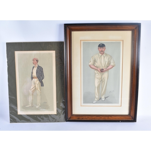 406 - Cricketing interest, spy prints, photographs etc. Largest 56 cm x 40 cm. (qty)