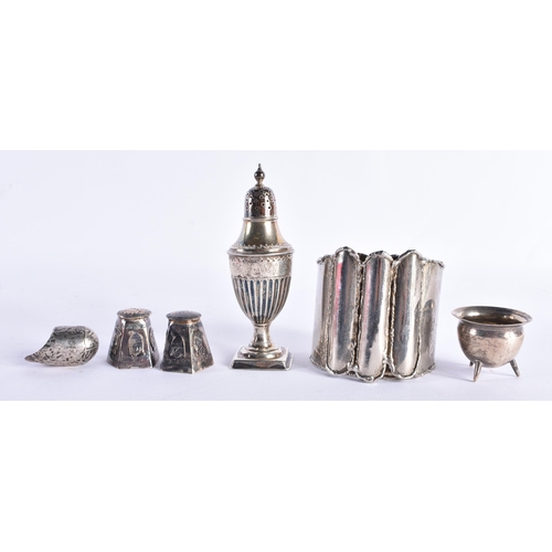 439 - ASSORTED ENGLISH SILVER together with white metal wares. Hallmarked silver 191 grams, white metal 63... 