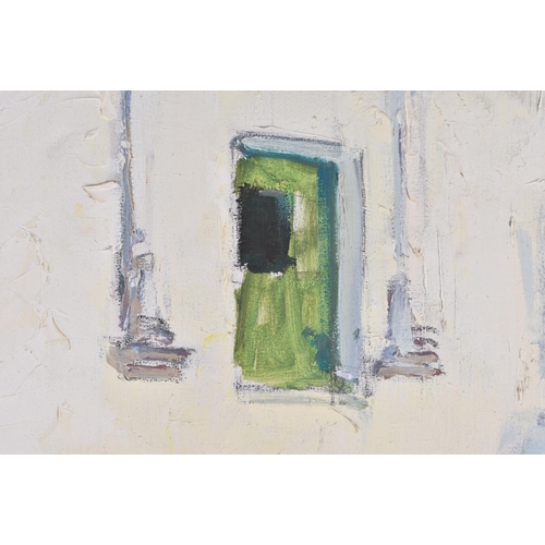 448 - Grimes (20th Century) Oil on canvas, Mediterranean street scene. 80 cm x 72 cm.