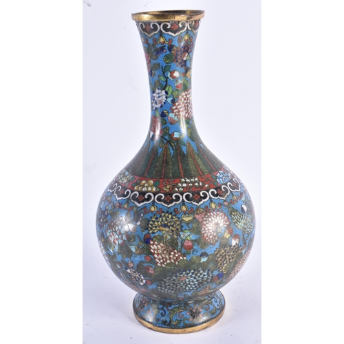 462 - A LARGE 19TH CENTURY CHINESE CLOISONNE ENAMEL VASE Qing. 32 cm high.