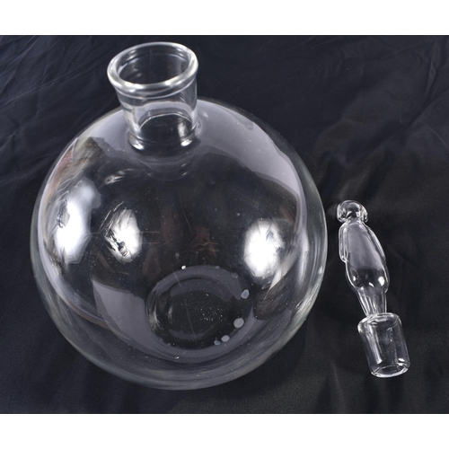 468 - Victorian Fine Glass Round Decanter With Person Shaped Finial Stopper Antique. 27 cm high.