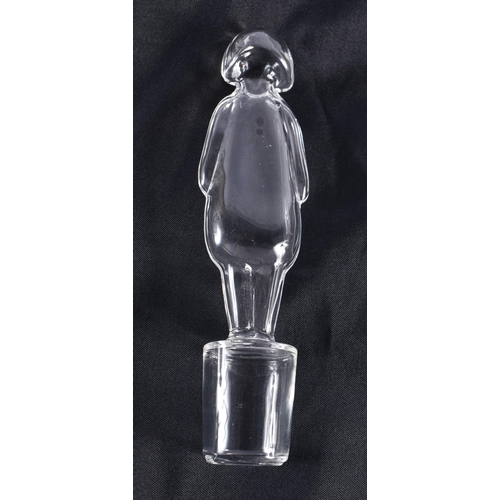 468 - Victorian Fine Glass Round Decanter With Person Shaped Finial Stopper Antique. 27 cm high.