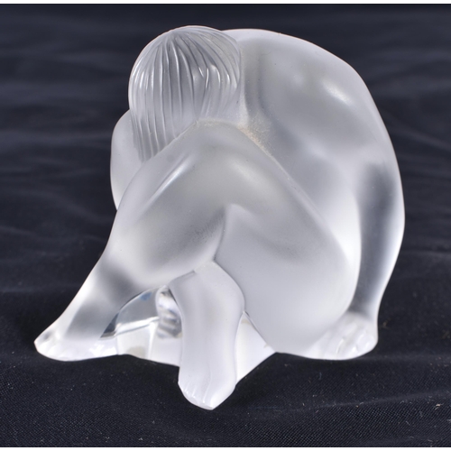 484 - A LALIQUE GLASS NUDE. 6.75 cm high.