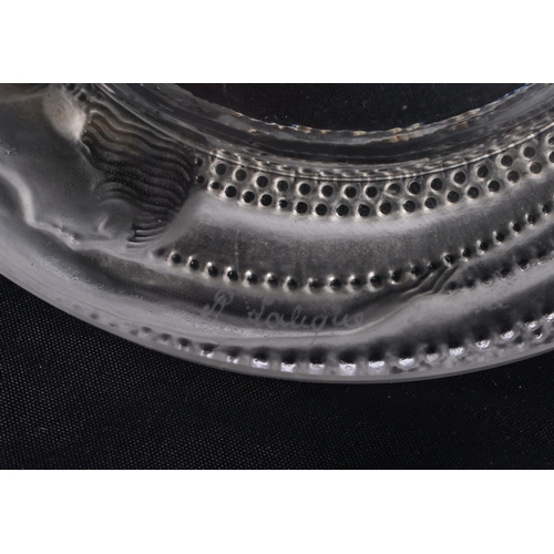 488 - A LALIQUE GLASS NUDE TENTACLE DISH. 13.5 cm diameter.