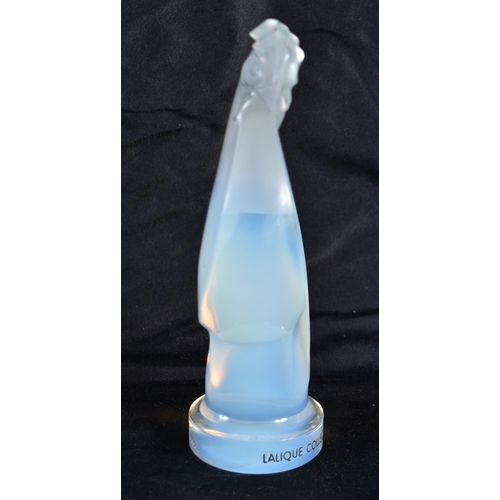 504 - A LALIQUE OPALESCENT GLASS FOWL. 13 cm high.