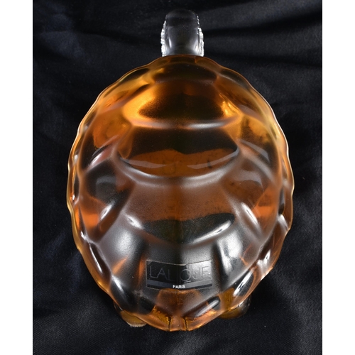 506 - A LALIQUE AMBER GLASS TORTOISE. 14 cm wide.