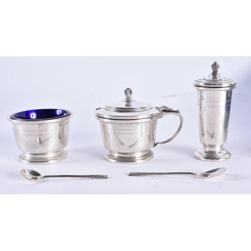 512 - THREE CASED ANTIQUE SILVER WARES. Silver 240 grams. (qty)