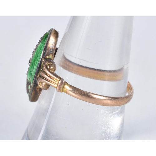 554 - A 9 Carat Antique Gold Paste & Enamel Dress Ring.  Stamped 9CT.  Size L, weight 1.6g