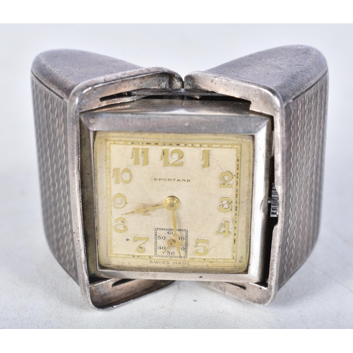 592 - Vintage Sportank 925 Silver Purse Watch. Movement - Hand-Wind. WORKING - Running. Dimensions - 46mm ... 