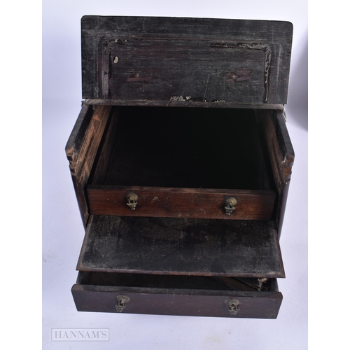 5 - A 19TH CENTURY CHINESE CARVED HARDWOOD TRAVELLING BOX Qing, with two internal mirrors and drawers. 3... 