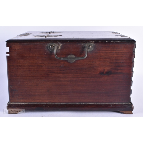 5 - A 19TH CENTURY CHINESE CARVED HARDWOOD TRAVELLING BOX Qing, with two internal mirrors and drawers. 3... 