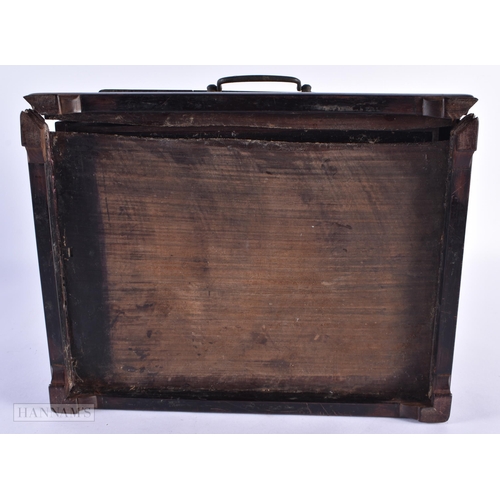 5 - A 19TH CENTURY CHINESE CARVED HARDWOOD TRAVELLING BOX Qing, with two internal mirrors and drawers. 3... 