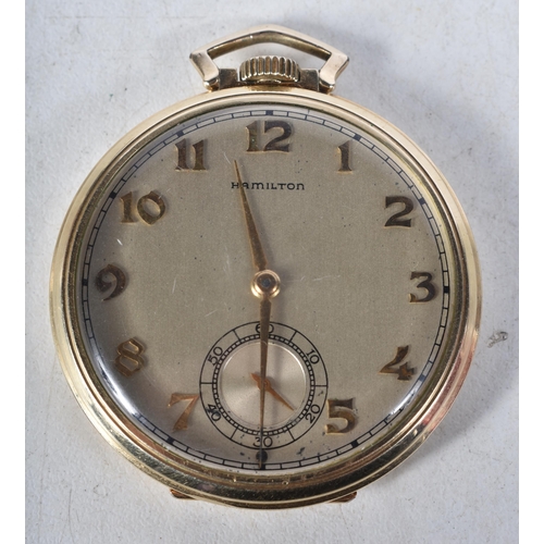 595 - Vintage Hamilton Gold Tone Pocket Watch. Movement - Hand-Wind. WORKING - Running. Dimensions - 46mm ... 