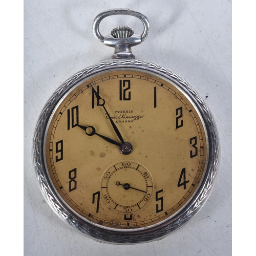 604 - Vintage Moeris 900 Silver Pocket Watch. Movement - Hand-Wind. WORKING - Running. Dimensions - 53mm x... 