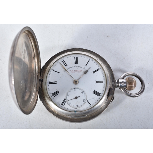 605 - Vintage 925 Silver Full Hunter Pocket Watch. Movement - Hand-Wind. WORKING - Running. Dimensions - 6... 