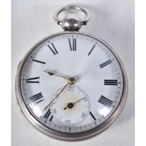 606 - Vintage 925 Silver Verge Fusee Pocket Watch. Movement - Key-Wind. WORKING - Running. Dimensions - 55... 