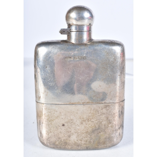 623 - A Silver Hip Flask by James Dixon & Sons.  Hallmarked Sheffield 1914.  12.8 cm x 8.1 cm x 2.6cm, wei... 