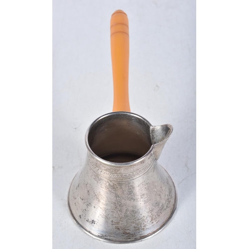 624 - A Continental Silver Hot Chocolate Pourer with a Bakelite Handle.  800 Silver, 7.4cm x 18cn x 8.1 cm... 