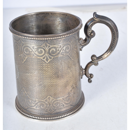 626 - A Victorian Silver Christening Cup with Engine Turned Decoration by Edward & John Barnard.  Hallmark... 