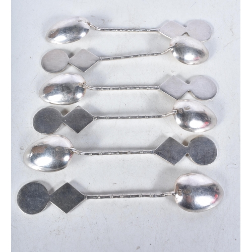 631 - Six Hong Kong Silver Teaspoons by Tien Shing.  Stamped TS.  13 cm x 2.5cm, total weight 94g