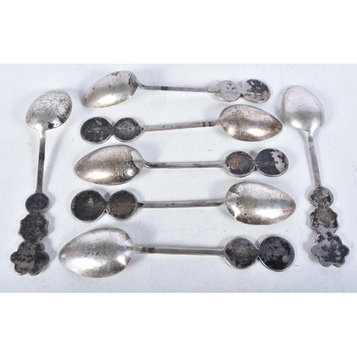 634 - Seven Chinese Export Silver Spoons by Kwong Man Shing.  Stamped KMS.  11.7cm x 2.6cm, total weight 8... 