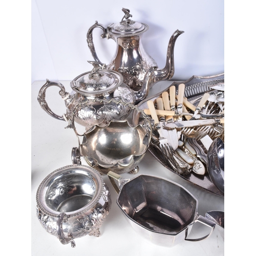 642 - A Large Quantity of Silver Plate incl Spirit Kettle, Two Tea Sets, Large Salver etc (qty)