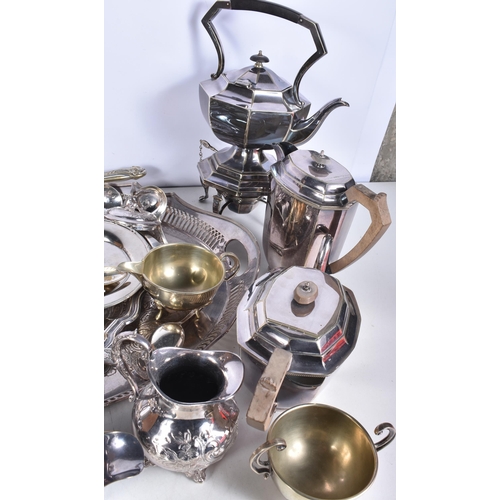 642 - A Large Quantity of Silver Plate incl Spirit Kettle, Two Tea Sets, Large Salver etc (qty)