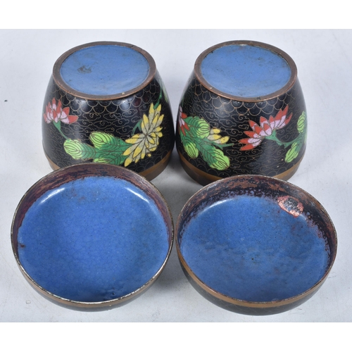 648 - A Pair of Cloisonne Jars and Covers.  8 cm x 8 cm