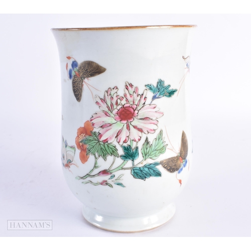 68 - AN 18TH CENTURY CHINESE EXPORT FAMILLE ROSE PORCELAIN TANKARD Qianlong. 16 cm high.