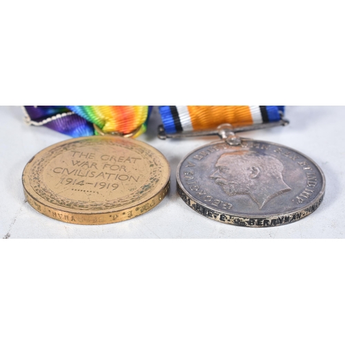 693 - WW1 Medal Pair 49931 Pte E.J Berryman North Staffs Regt (2)