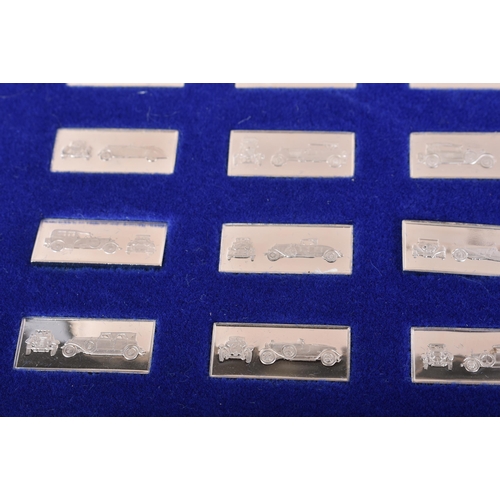 701 - Franklin Mint Official Classic Car Miniature Silver Ingot Collection in fitted case.  Each ingot sta... 