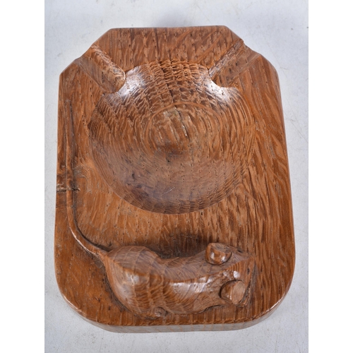 702 - ROBERT THOMPSON OF KILBURN, A MOUSEMAN OAK ASHTRAY of typical form, with carved mouse signature. 10.... 