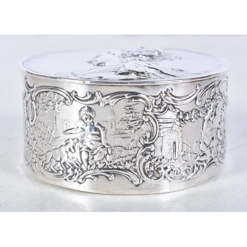 711 - A Victorian Embossed Imported Silver Trinket Box by John George Smith.  Hallmarked London 1898.  7cm... 