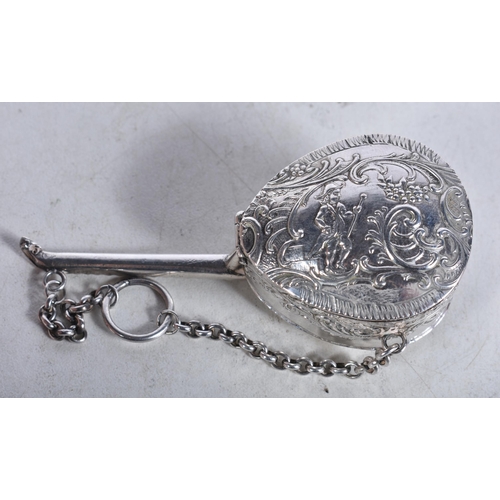 712 - A Continental Silver Novelty Pill Box in the form of a Mandolin.  Stamped 800.  8.1 cm x 3.4cm x 2.5... 