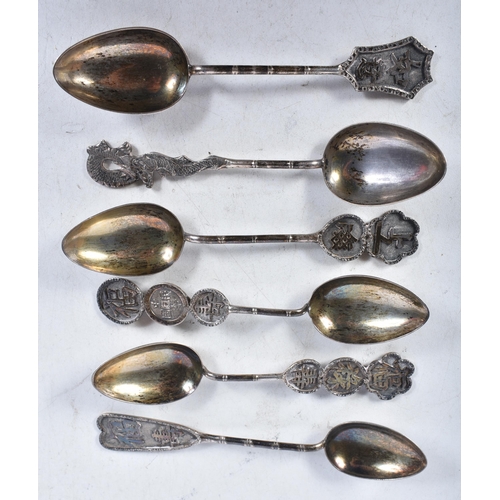 715 - Six Assorted Chinese Silver Spoons.  Largest 13 cm x 2.6cm, total weight 79g (6)