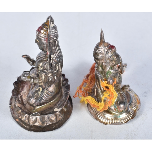 718 - Two Indian Silver Statues of Krishna and Ganesha.  Foreign Marks.  6.5cm x 6cm x 4.2cm, total weight... 