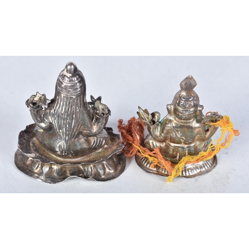 718 - Two Indian Silver Statues of Krishna and Ganesha.  Foreign Marks.  6.5cm x 6cm x 4.2cm, total weight... 