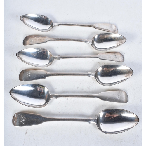 719 - Six Georgian Provincial Silver Spoons by William Russell II.  Hallmarked Glasgow 1828.  13.4cm x 2.7... 