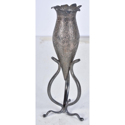 720 - A Middle Eastern White Metal Bud Vase.  16cm x 6cm x 6cm, weight 146.89g