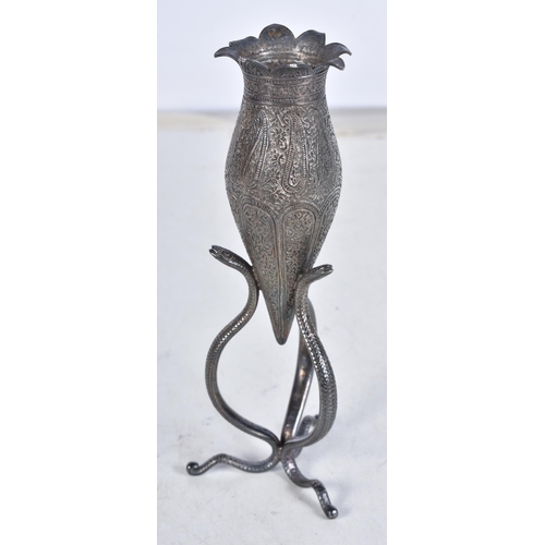 720 - A Middle Eastern White Metal Bud Vase.  16cm x 6cm x 6cm, weight 146.89g